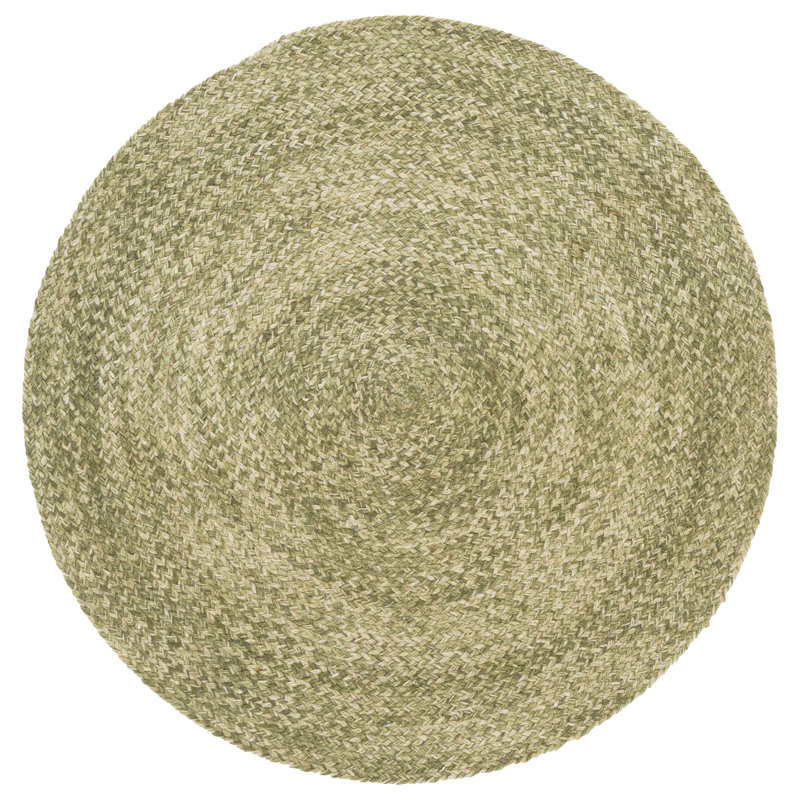 Braided Hand Woven No Pattern Indoor Rug, 4'-0" x 4'-0" Round