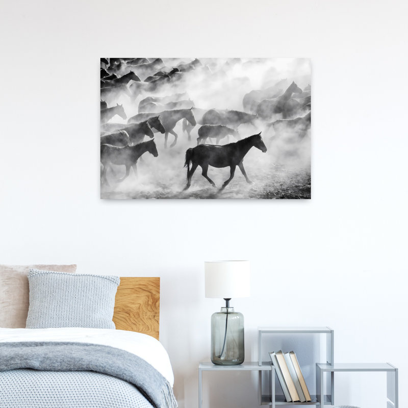 Art mural cheval contemporain abstrait Dusty Road, H 24 po x l 36 po