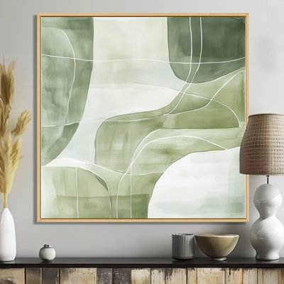 Sage Green Abstract Wall Art, Sage Lines, Minimalist Line Canvas