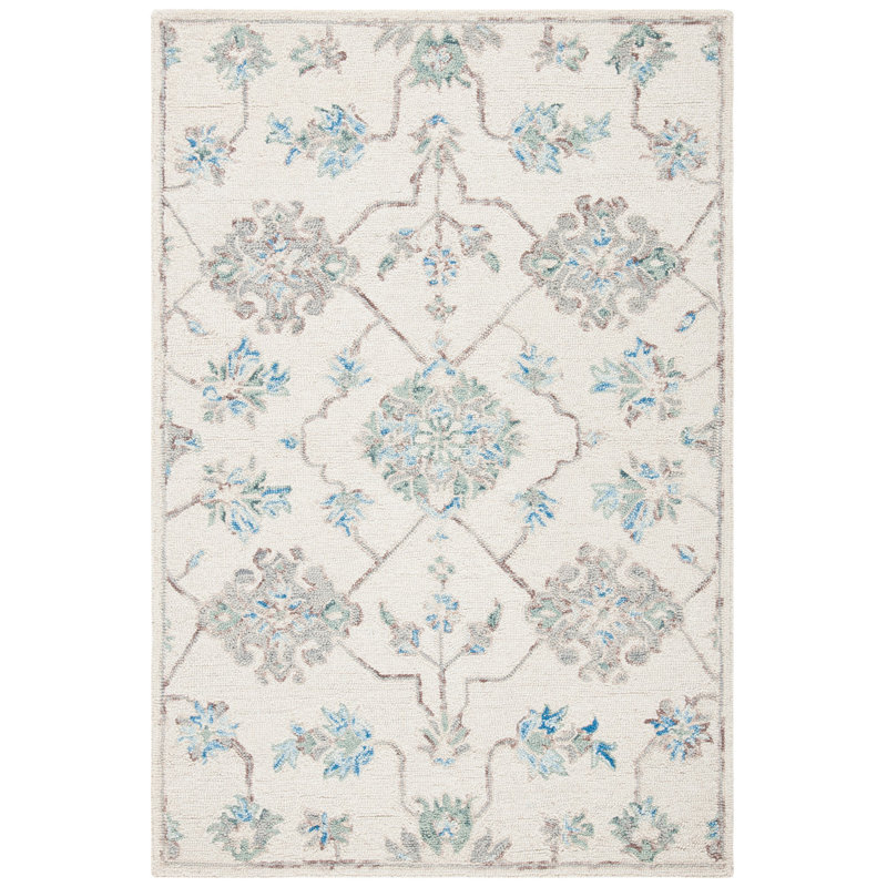 Micro-Loop Hand Tufted Wool And Cotton With Latex Oriental Rug, Rectangle 4' x 6'