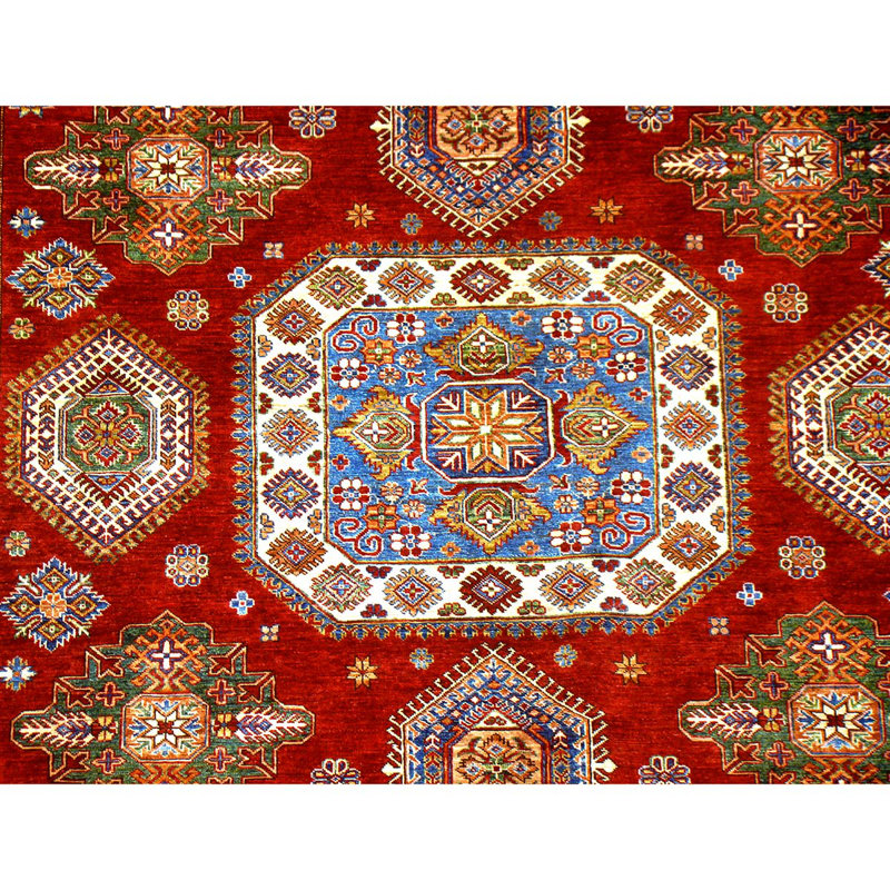 Tapis oriental rouge / ivoire en laine noué à la main
