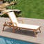 Chaise longue de patio avec accoudoirs et siège en tissu pour la cour