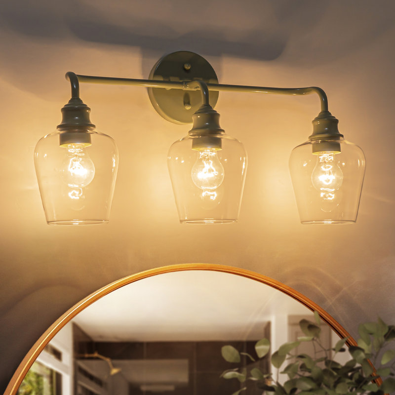 Luminaire de salle de bain moderne à 3 lumières à intensité variable vert menthe pour salle de bain Albern