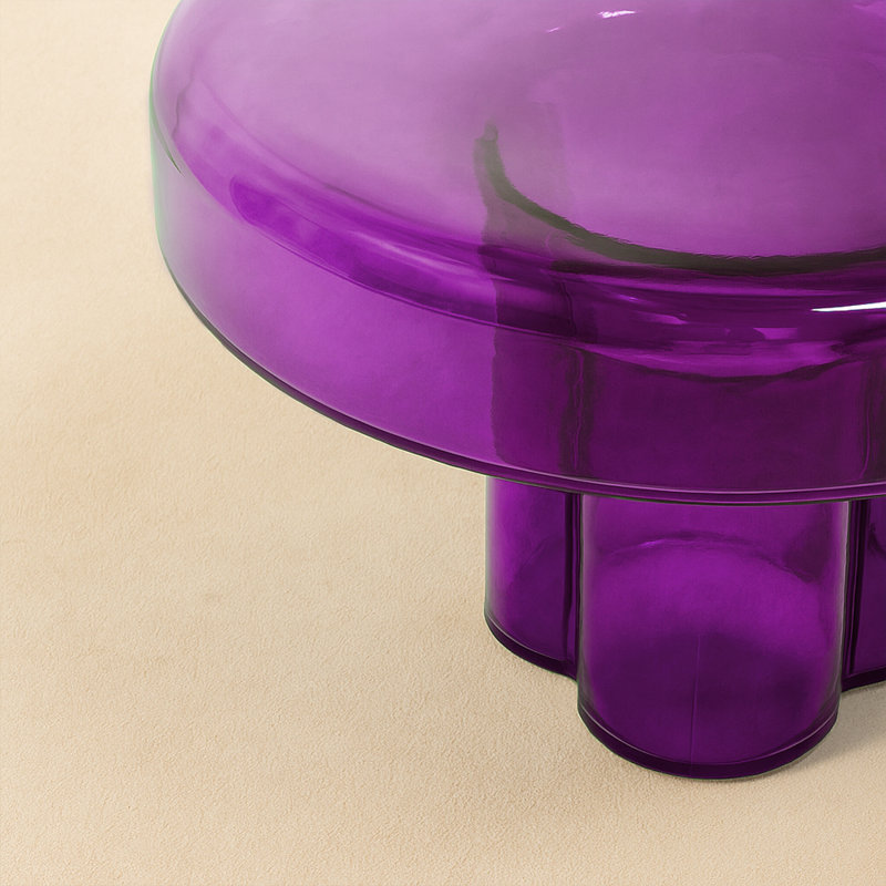 Elegant Glaze Glass Coffee Table, Purple