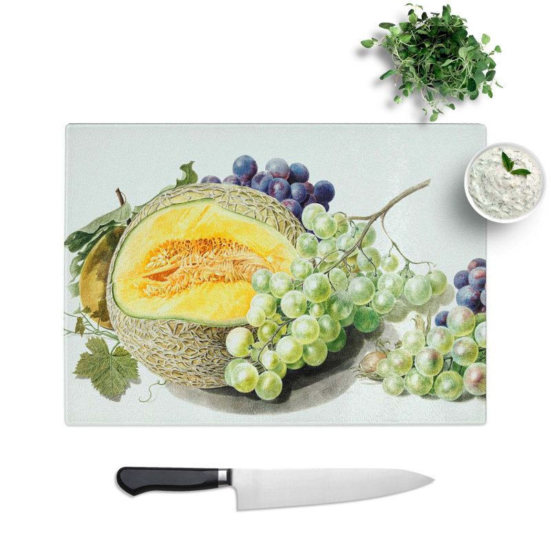 Glass Grapes & Melon by Michiel Van Huysum Chopping Board, 28.5 cm W x 20 cm L