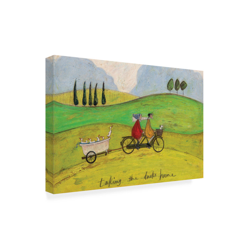 Art mural sur toile tendue - "Takes the Ducks Home" par Sam Toft pour décoration de salon, de chambre à coucher ou de bureau - 30 x 47