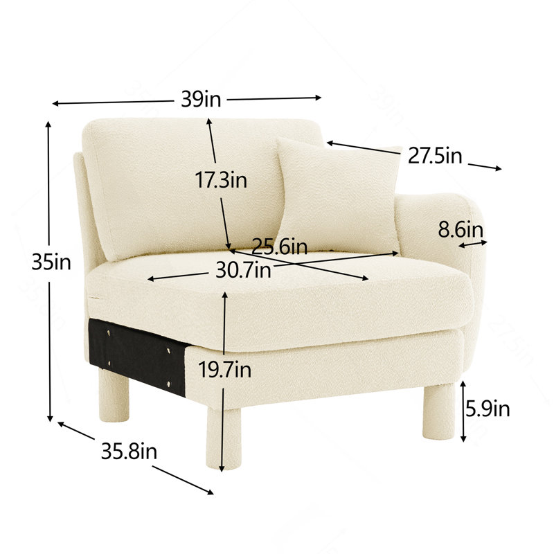 Canapé avec coussin polyester - beige, Beige Boucle