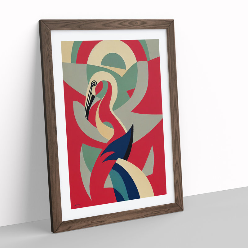 Flamingo in Abstract No.5 - Framed Print, 64cm H x 46cm W, Brown