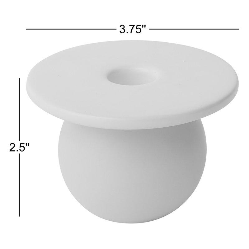 Bougeoir de table 2,5 po en céramique, Gris / blanc