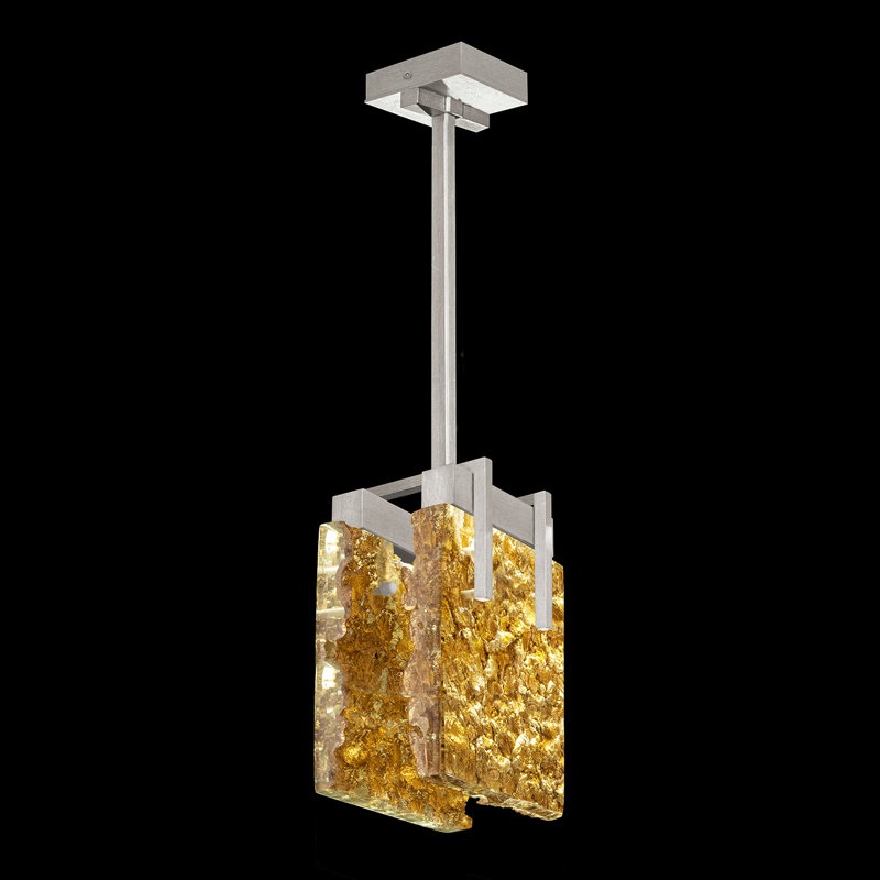 Terra 2 - Light Unique/Statement Pendant, Silver, Gold Leaf, 16" H x 7.75" W x 7" D