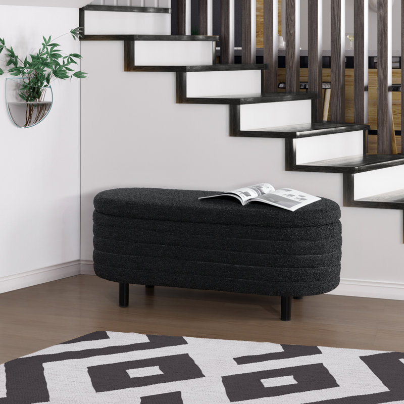 Banc de rangement rembourré Eilhard Boucle, Noir