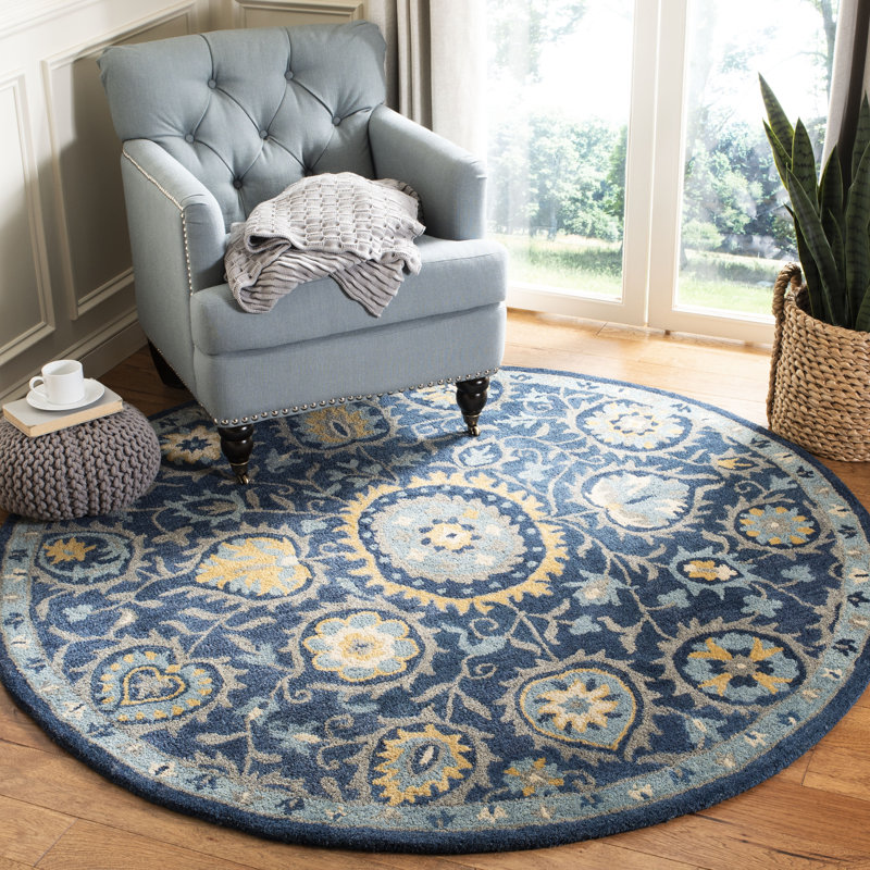 Dipietro Hand Tufted Wool Oriental Rug, Round 6'