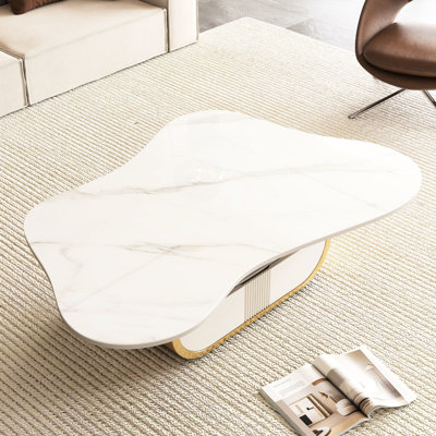 Table basse moderne avec tablette ouverte et plateau en pierre frittée Modern