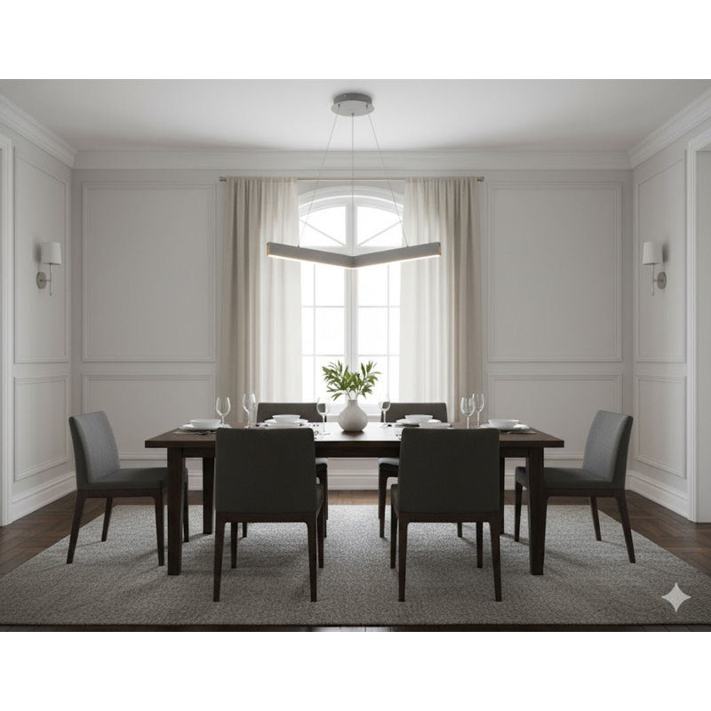 3-Light Grey LED Chandelier With Acrylic Diffusers, Light Gray