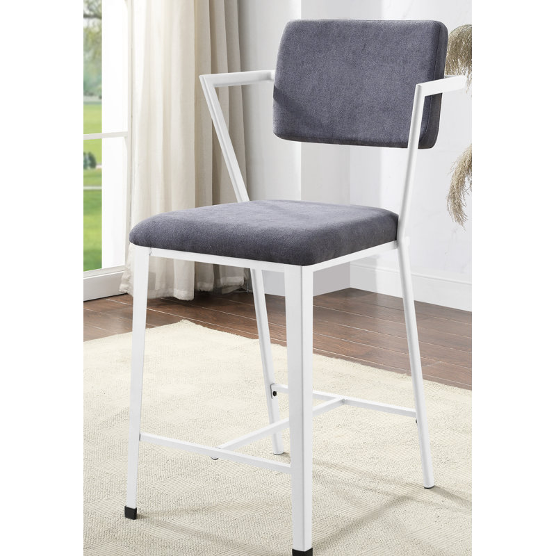 Chaise de salle à manger rembourrée Helmville en gris / blanc (ensemble de 2), Blanc