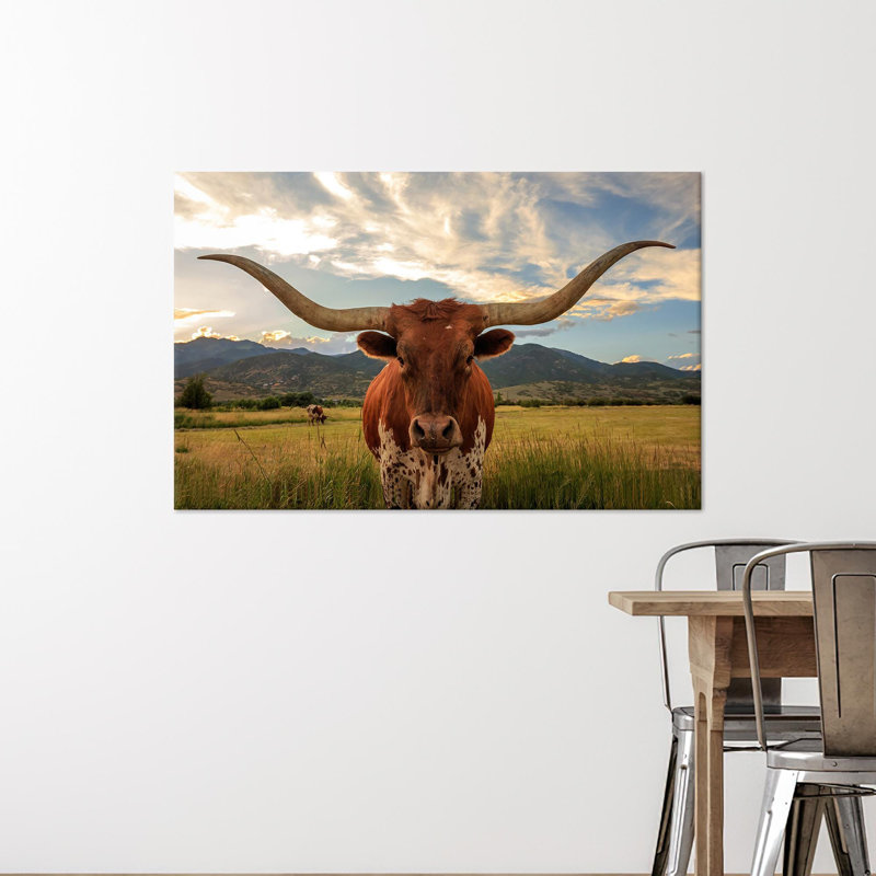 Personalized Texas Big Cow Canvas Print As An Ideal Gift With Animal Artwork For Home Decor And Cave, 50 cm H x 70 cm W