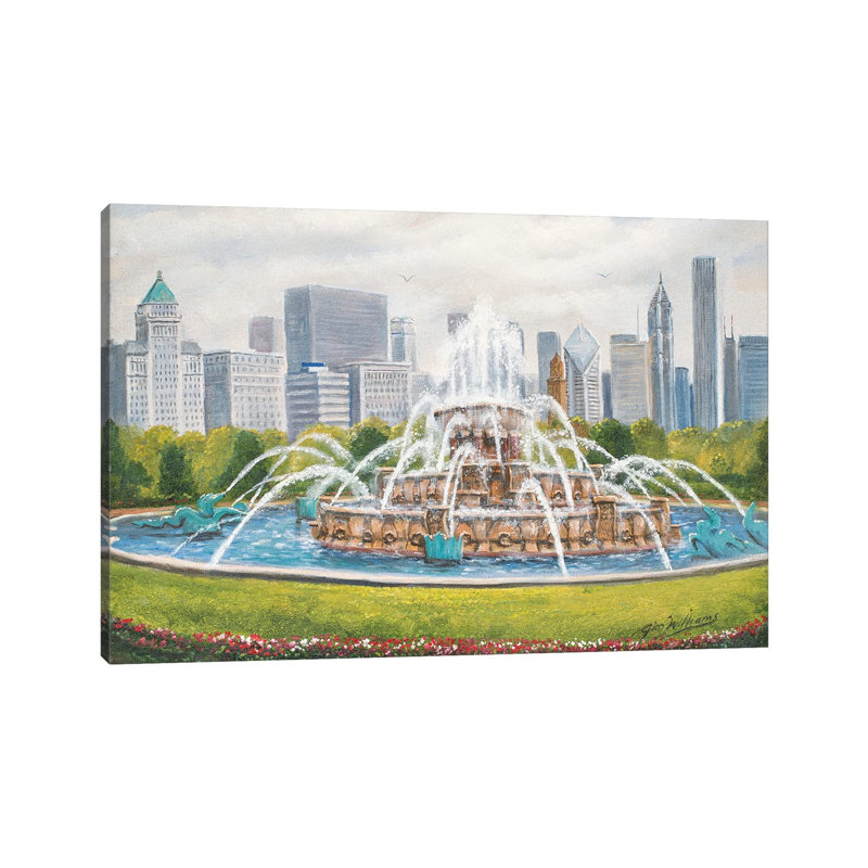 Buckingham Fountain 1 Piece Wrapped Canvas Painting, 45.72cm H x 66.04cm W x 1.91cm D
