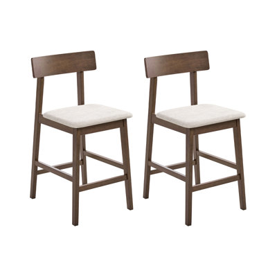 Upholstered Counter Stool with Solid Wood Frame