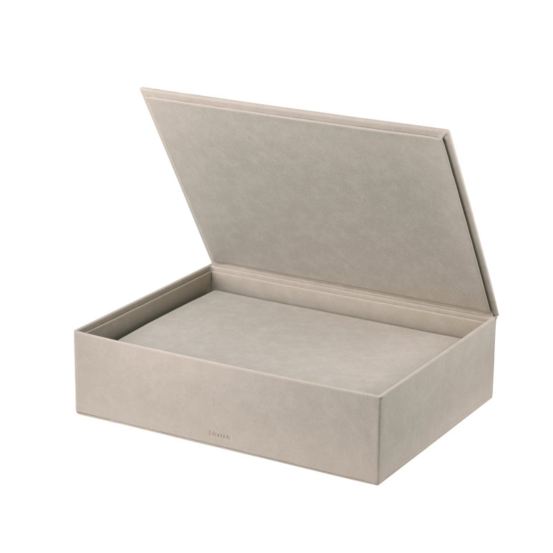 SAHLA - Ensemble de 2 boîtes de rangement en faux suède - Étain (gris anthracite), Gris
