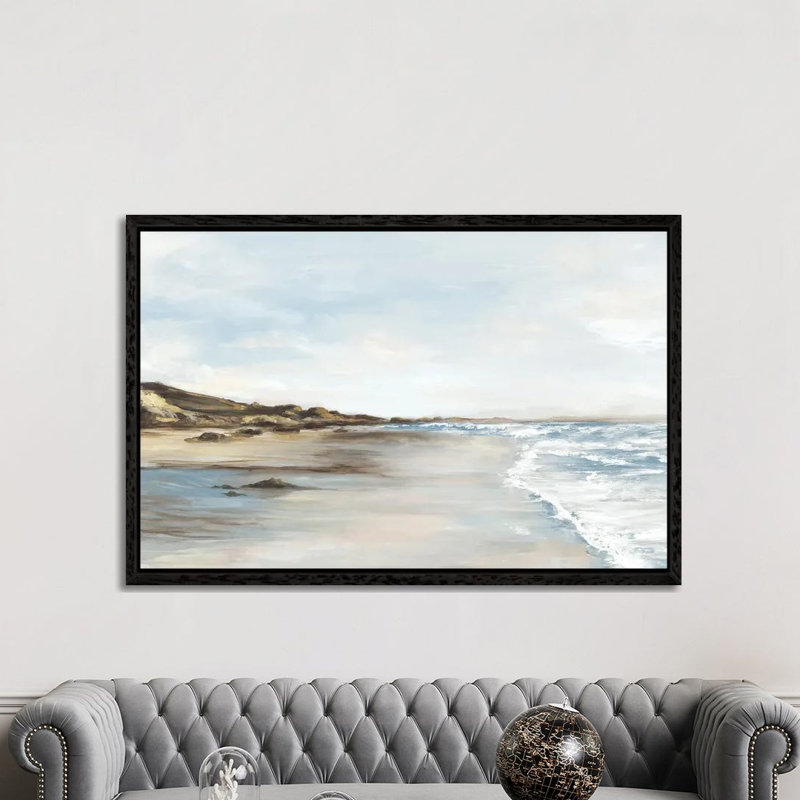 Coastal Memories I by Eva Watts - Painting on Canvas, Black Framed, 101.6cm H x 152.4cm W x 3.81cm D