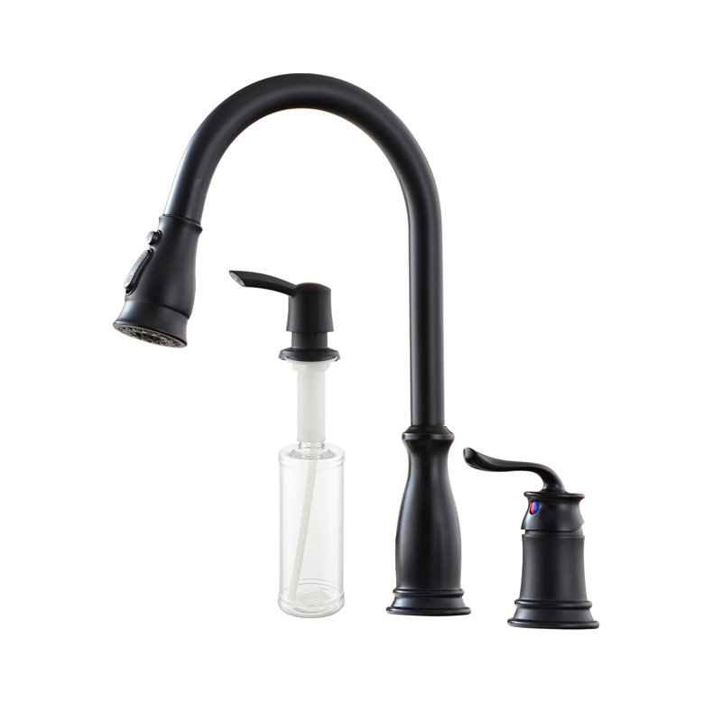 Robinet de cuisine avec distributeur de savon, Noir mat