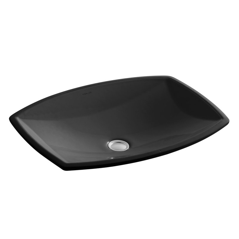 Lavabo de salle de bain sous-comptoir en céramique avec trop-plein Kelston®, Noir noir ™
