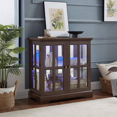 LED Display Cabinet, Bookcase With Adjustable Shelves For Home Decor And Organization