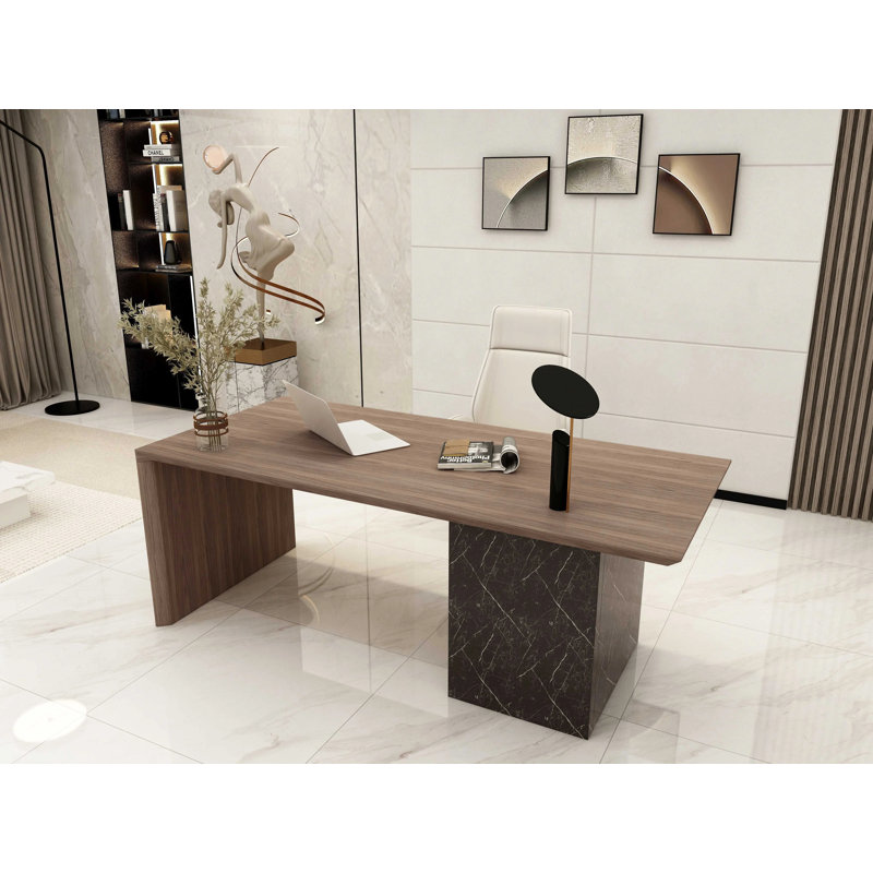 Bureau à domicile avec classeur mobile noir et noyer (59,8 po), Tanné, H 29,5 po x l 59,8 po x P 31,5 po
