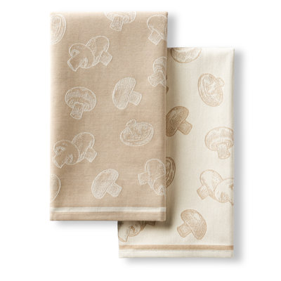 Ensemble de 2 essuie-tout en jacquard tissé à plat Harvest de Kitchenaid 20 po x 30 po Milk-shake / champignon gris mat