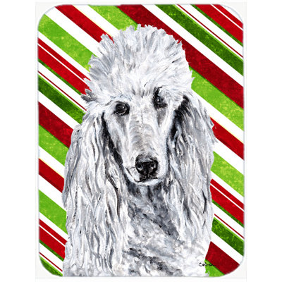 Standard Poodle Candy Cane Christmas Glass Cutting Board