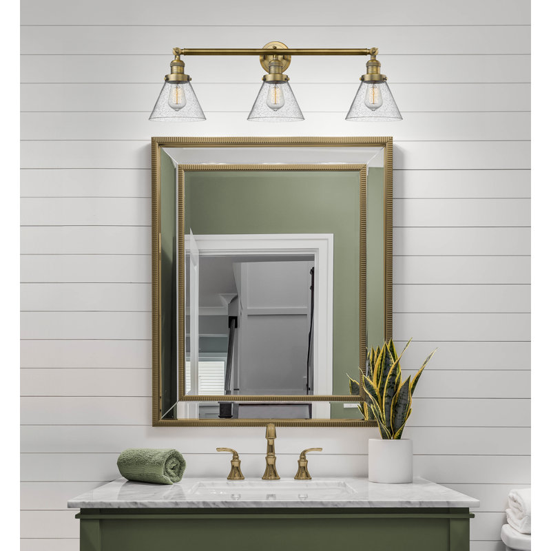 Éclairage pour meuble-lavabo 3 lumières Shauna Cone, DEL, Laiton brossé