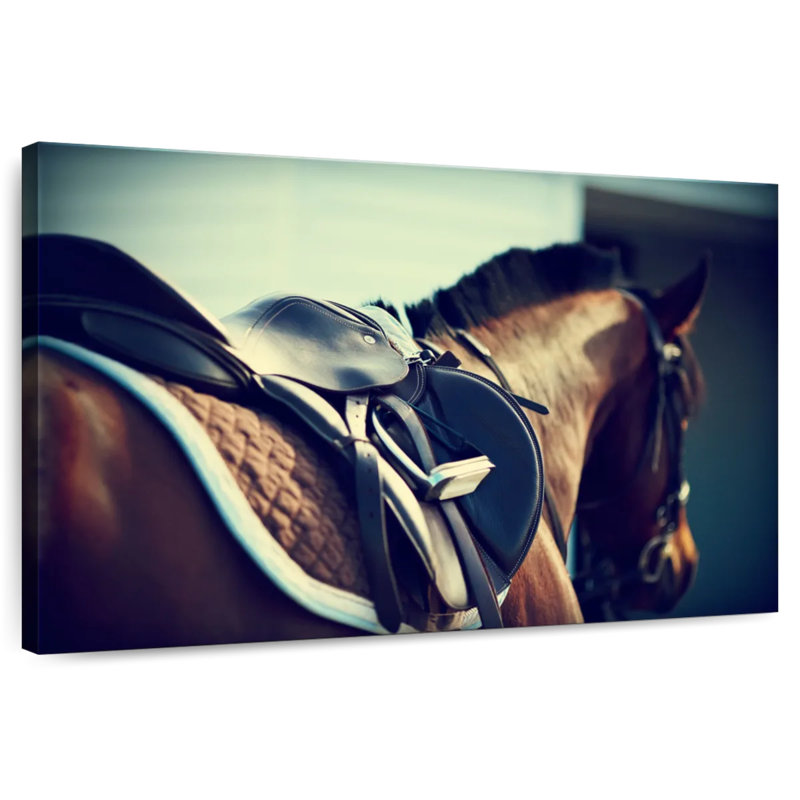 Cheval brun selle Brampt, H 24 po x l 36 po