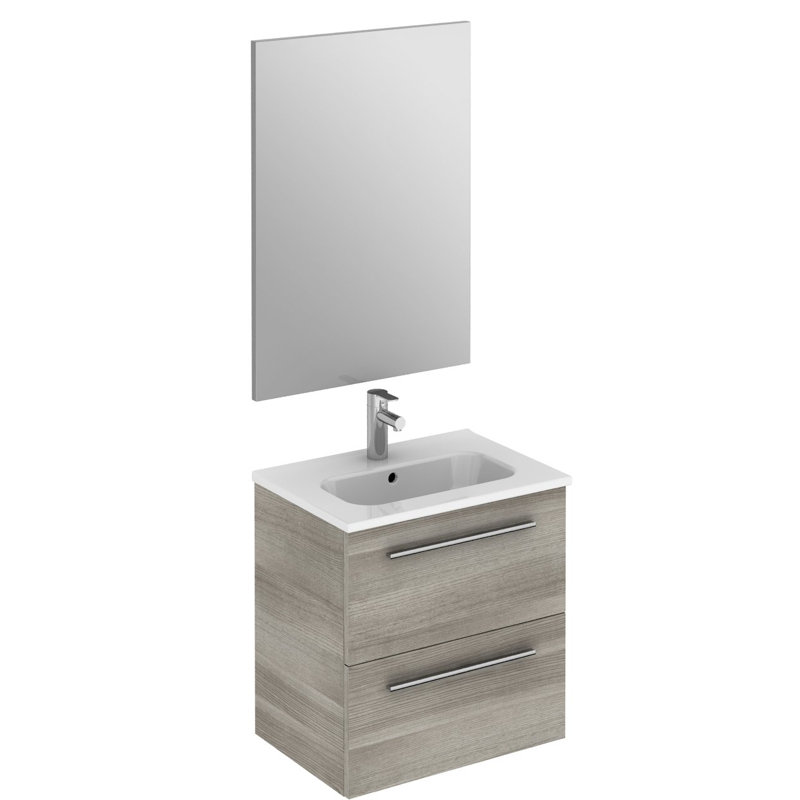 Dermott 20'' Single Bathroom Vanity with Ceramic Top, Gray