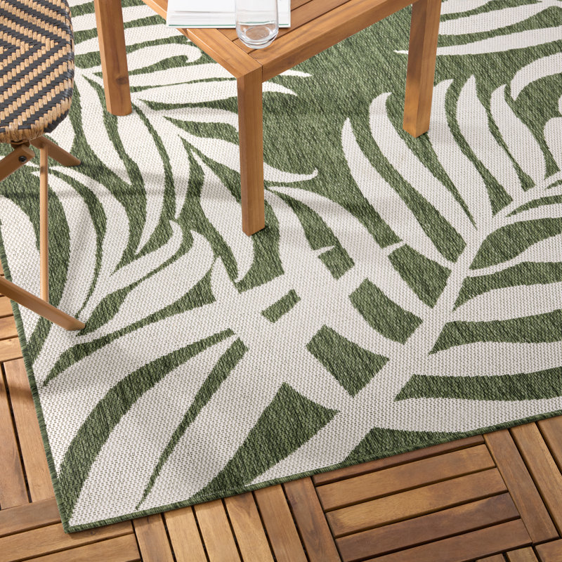 Patio Country Area Rug, 7'10"x10'2", Green/Cream
