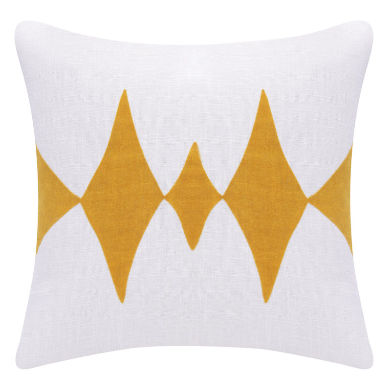 Coussin décoratif fait à la main Diamond Pulse, Jaune / Blanc, Polyester