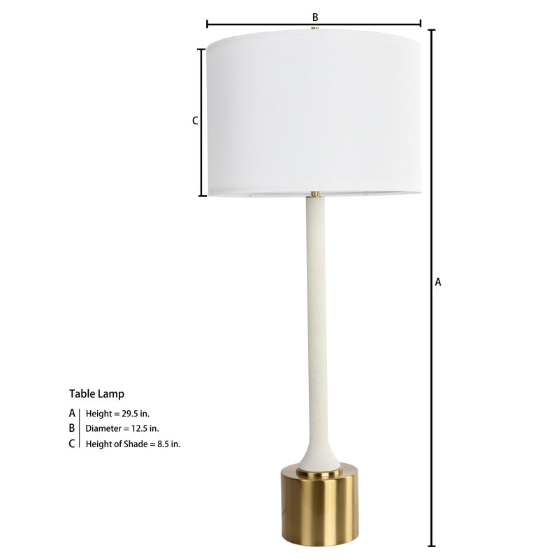 30 inch H Table Lamp with Stone Base and Antique Brass Foot