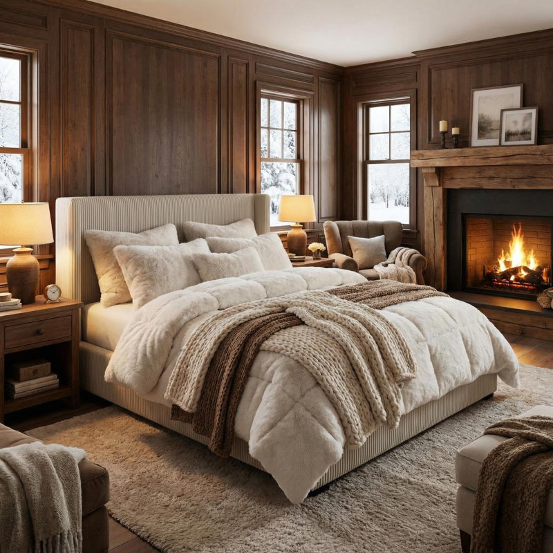 Très grand lit avec tiroirs de rangement, cadre de lit plateforme tapissier en velours côtelé avec oreilles, tête de lit et pied de lit capitonnés, aucun sommier nécessaire, beige