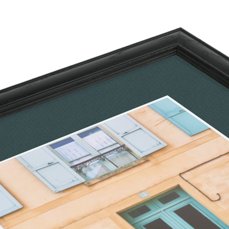 Black Wood Matte Picture Frame with Mat, Evergreen