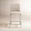 Dion Upholstered Counter Stool In Camel Synthetic Leather And Brushed Nickel Metal-43524223