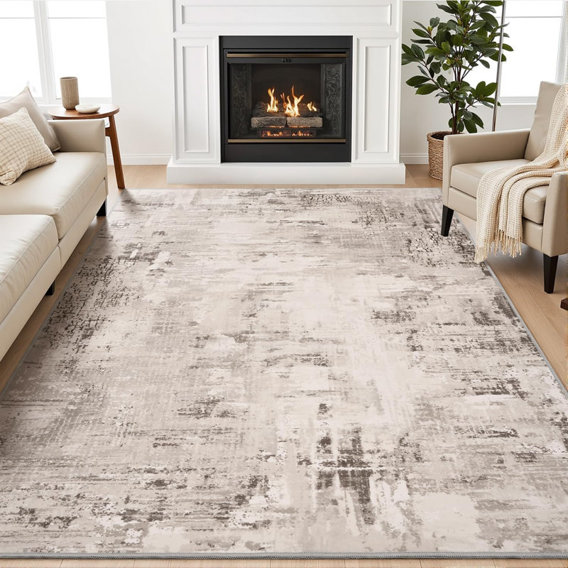 Tapis abstrait lavable à la machine, Rectangle 5 pi x 7 pi