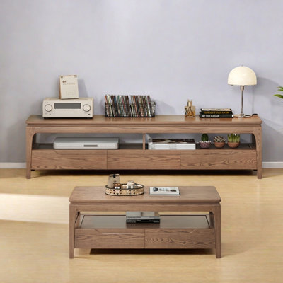 Ensemble de meuble télé et table basse en bois de frêne