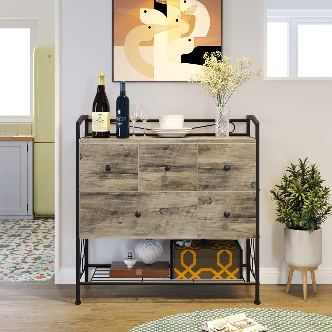 Chest Of Drawers,Fabric Storage Drawers With Wooden Top & Sturdy Steel Frame, Chester Drawer For Bedroom, Closet, Hallway, Cloakroom (Rustic Brown)