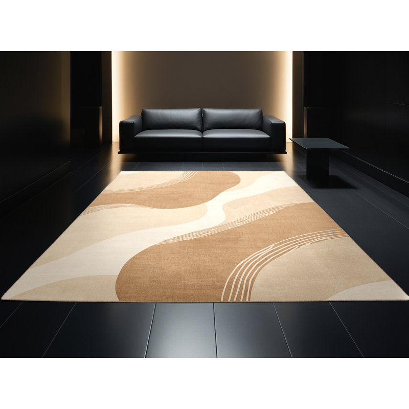 Tapis moelleux moelleux à motif abstrait éclectique brun Adlai, 8 x 12
