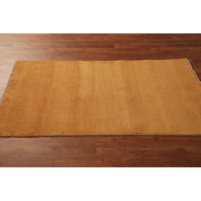 Tapis oriental jaune et rouille Gabbeh 3 x 5