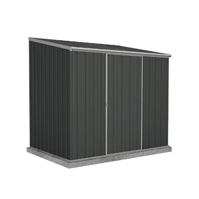 Absco EZI Slider 5' W x 7' D Metal Galvanized Steel Weather Resistant Storage Shed Monument Gray
