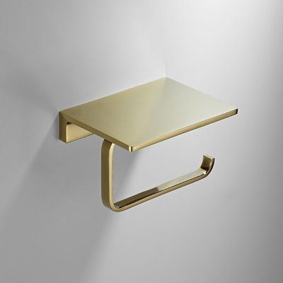 Mia - Solid Brass Toilet Paper Holder with Phone Shelf