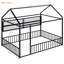 Structure de lit noire en métal de style maison avec tablettes. Pleine grandeur pour une chambre à coucher confortable. L 77,6 po x l 55,6 po x H 66,9 po et lit maison stable, noir-1964481912-1964481913