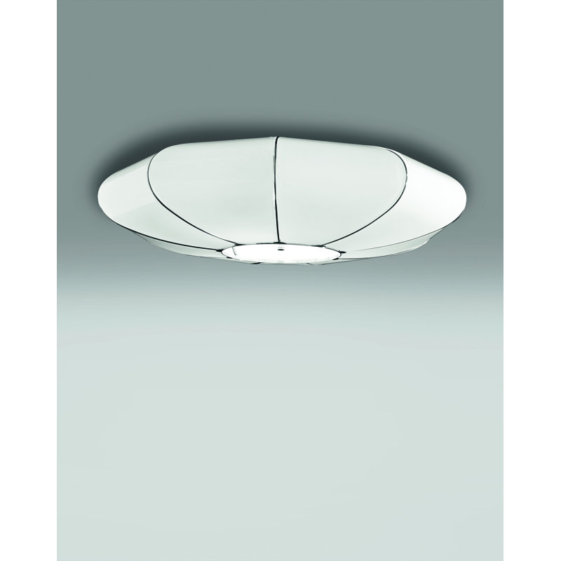 Zeppelin Glass Semi Flush Mount, White, 25 cm H x 76 cm W x 76 cm D