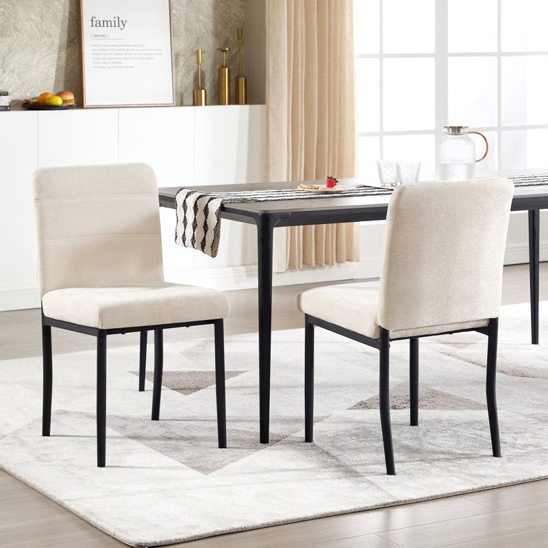 Chaise de salle à manger moderne avec pieds en métal, Beige