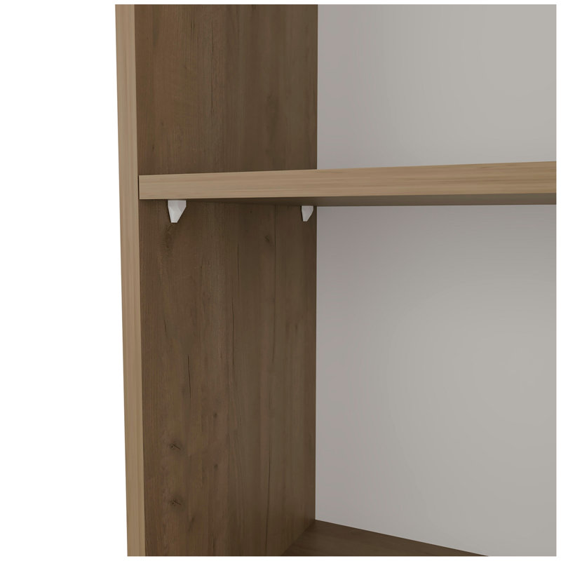 Bibliothèque Beaver Balley avec rangement ouvert et 5 tablettes, chêne naturel et blanc, Brun / Blanc